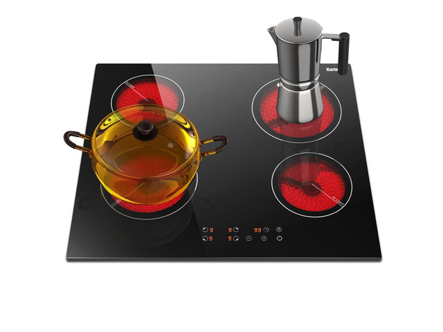Drop-in 4 Burner Electric Cooktop 24 Inch Radiant Cooktop 24' Electric Stove Top with Residual Heat Indicator, Child Lock, Timer, 6000W Heats up...