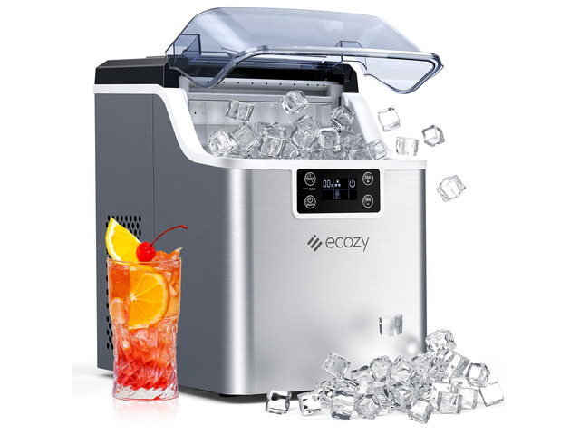 Portable Ice Cube Maker Countertop, 45 Lbs/Day, Self-Cleaning Makes 24 Ice Cubes in Just 13 Mins, Perfect for Home, Kitchen, Bar, Office and RV,...