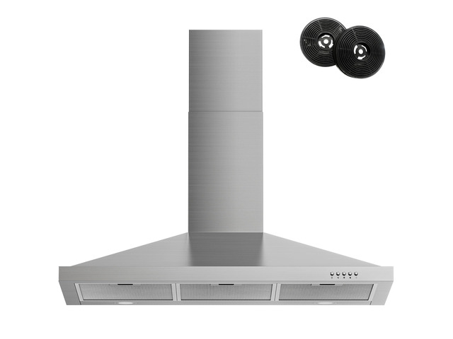 Range Hood 36 inch with Ducted/Ductless Convertible, 450 CFM Stainless Steel Wall Mount Chimney-Style Kitchen Hood, Over Stove Vent Hood with 3...