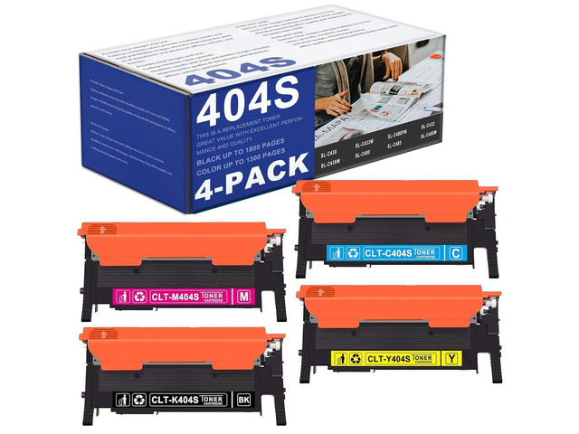 4 Pack 404S CLT-K404S CLT-C404S CLT-M404S CLT-Y404S Toner Cartridge Replacement for Samsung CLT-404S Toner to use with SL-C480FW SL-C430W C480...