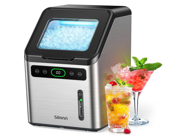 Nugget Ice Maker - Timer Ice Machine with Self-Cleaning, 45lbs per Day Pebble Ice Maker with Soft Chewable Ice, One-Click Operation Ice Machine for...