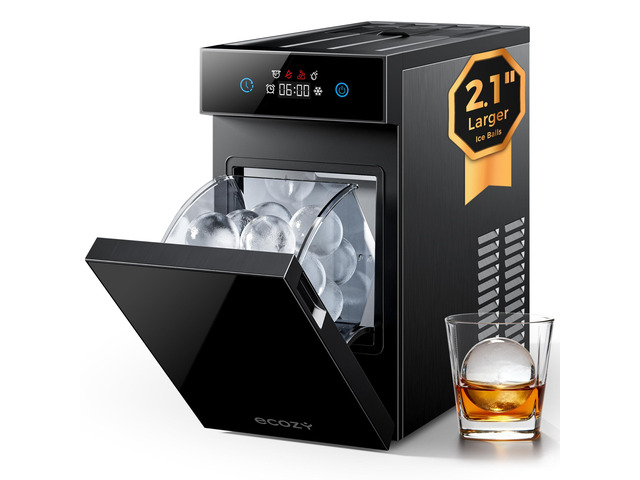 2.1' Clear Ice Ball Maker Countertop Minimal Footprint Sphere Ice CrystalFlux Technology, 8H Timer, 1 pc in 30 Mins, 48 pcs/Day, Self-Cleaning,...