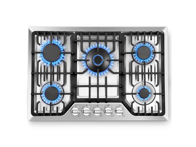 Gas Cooktop 30 Inch with 5 Italy SABAF Powerful Burners, Max 48,300 BTU/hr Gas Stove Top, Built-in 304 Stainless Steel Propane Stove, NG/LPG...