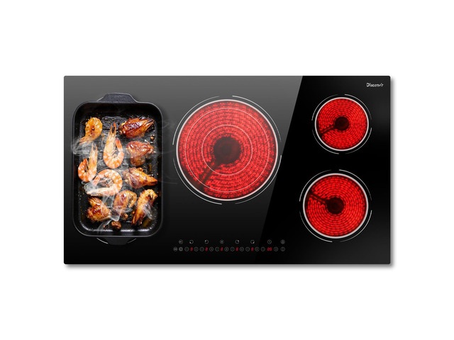 Electric Cooktop 34.25 Inch 5 Burner Powerful 9600W 36 Inches 5 Zones Electric Stove Built-in, 3900W Flexible Zone, 99-Min Timer, Safety Lock,...