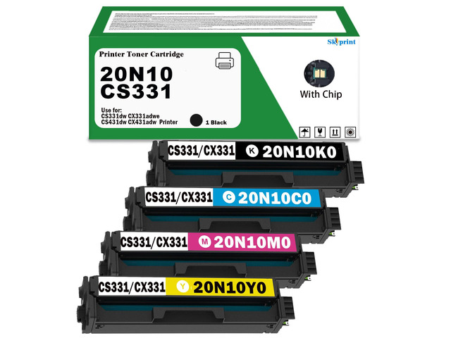 CS431 CX431 CX331 CS331 Toner Cartridges High Yield 4-Pack 20N10K0 20N10C0 20N10M0 20N10Y0 Toner Compatible with Lexmark CS331dw CX331adwe...