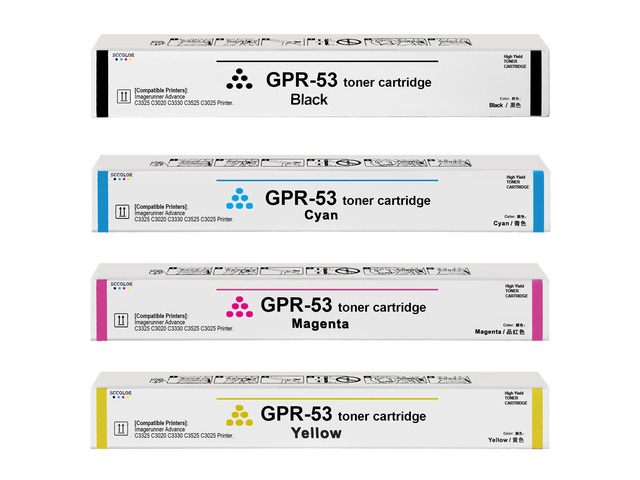 GPR-53 GPR53 Toner Cartridge High Capacity Black Cyan Yellow Magenta Toner Replacement for Canon ImageRunner Advance C3325 C3325i C3330 C3330i...
