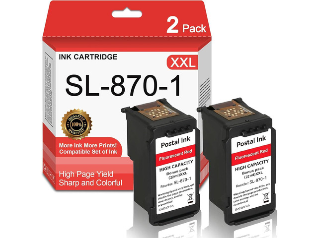 XXL SL-870-1 Fluorescent Postage Red Ink Cartridge for SendPro Mailstation High Capacity SL-870-1 Ink Cartridges for PB New SendPro Mailstation...