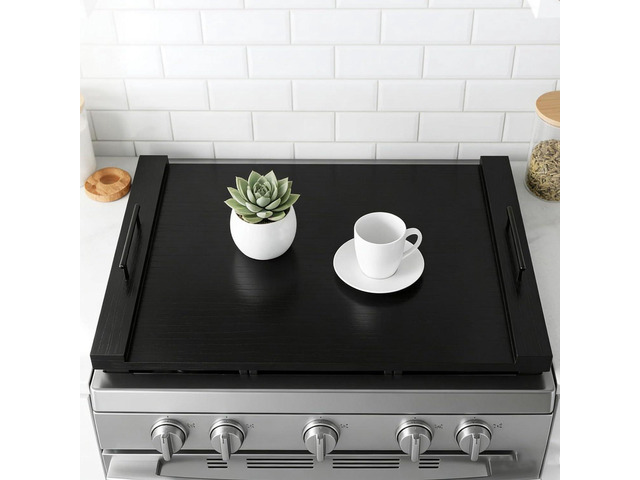 Wooden Stove Top Cover 30x22 with Handles for Gas Electric, Sink coffee bar or serving station - Use this noodle board stove cover to keep...