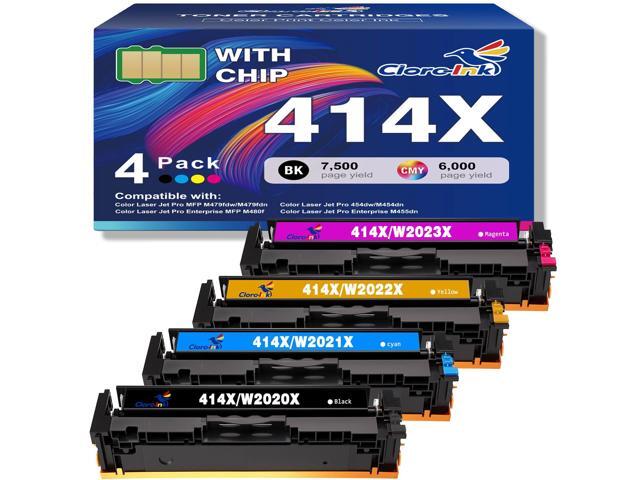 414X Toner Cartridges 4 Pack with Chip Replacement for HP 414A 414X W2020X W2020A for Color LaserJet Pro MFP M479fdw M479fdn M454dw M454dn LaserJet...