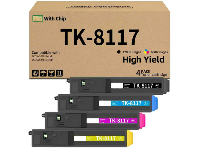 TK8117 TK-8117 Toner Cartridges With Chip Replacement for Kyocera TK-8117K TK-8117C TK-8117M TK-8117Y 1T02P30US0 1T02P3CUS0 1T02P3BUS0 Compatible...