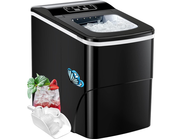 Ice Makers Countertop - Portable Ice Maker Machine for Countertop, Make 26 lbs Ice in 24 hrs, 2 Sizes of Bullet-Shaped Ice with Ice Scoop and...