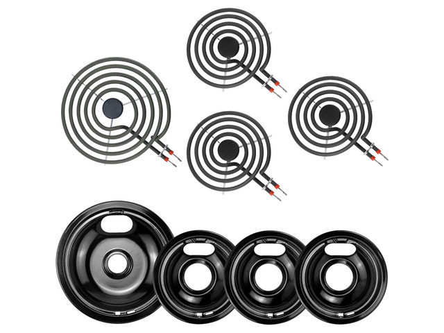 Electric Stove Burner Drip Pans and Electric Stove Burner by Stove Burner Covers W10290353(6') W10290350(8')+Burner MP15YA(6') MP21YA(8')...