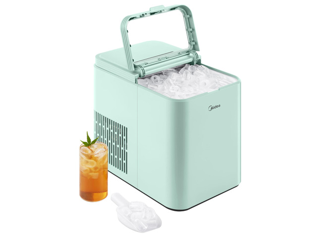 26lbs Countertop Bullet Ice Maker, Self-Cleaning, with Ice Scoop 8 Ice Bullets Ready in 6 Minutes, for Home/Office/RV