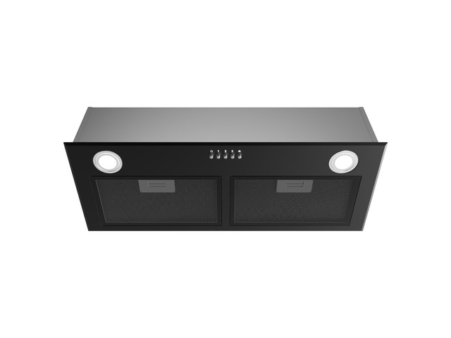 Black Range Hood 28 Inch, Built-in Kitchen Vent Hood with 450 CFM, 3 Speed Exhaust Fan, 2 LED Lights & Button Control, Ducted/Ductless Convertible