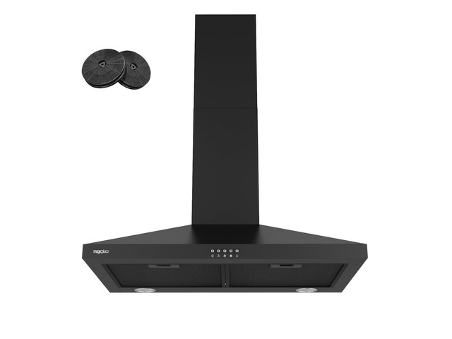 Wall Mount Range Hood 30 inch, 380 CFM Kitchen Hood Ducted/Ductless Convertible, 3 Speed Exhaust Fan with LED light, Balck