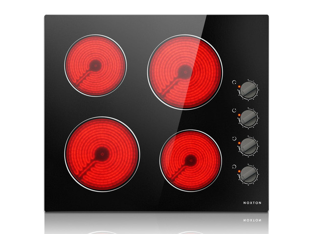 24 Inch Electric Cooktop 4 Burners Electric Stove Top, Built-in 24' Built-in 24' Radiant Ceramic Cooktop, Knob Control, Suit for Seniors,Hot...