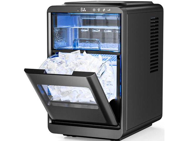 Crescent Ice Maker, Slow-Melting Countertop Ice Maker, 27 Lbs/24H, 16Pcs in 15Mins, Self-Cleaning,24-Hour Timer, for Home/Kitchen/Office/Party