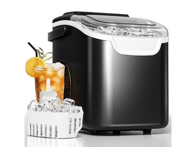 Countertop Ice Maker Machine with Handle, 8 Cubes Ready in 6 Mins, 26.5lbs/24Hrs, Self-Cleaning Portable Ice Maker/Basket and Scoop for...