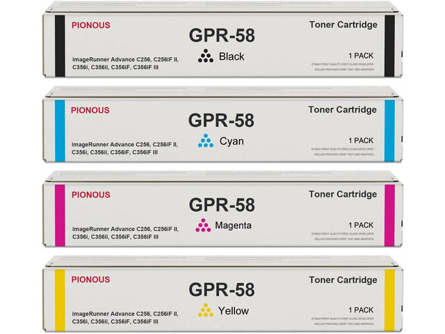 GPR58 GPR-58 Toner Cartridge Set (4-Pack, 1BK+1C+1M+1Y) Compatible GPR 58 Toner Replacement for Canon GPR-58 Toner Cartridge imageRunner Advance...