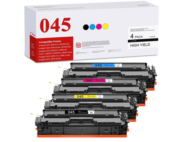 045 045H Toner Cartridge Set High-Yield 4-Pack(BK/C/M/Y) Replacement for Canon CRG-045 045H Toner Color imageCLASS MF631Cn MF632Cdw MF633Cdw...