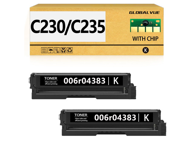 C230 C235 Black Toner Cartridges 2 Pack (with Chip) Compatible with Xerox C230 C235 006R04384 Toner Cartridges Work for Xerox C230DNI C235DNI Color...