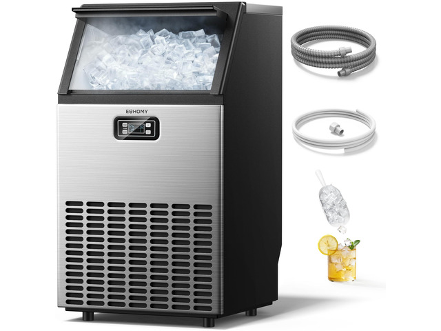 Commercial Ice Maker Machine - 100lbs Daily Production, 33lbs Ice Storage, Stainless Steel Freestanding & Under Counter Ice Maker, Ideal Ice Maker...