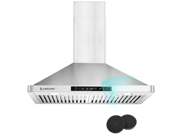Wall Mount Range Hood 30 inch: 1050 CFM Stainless Steel Kitchen Stove Vent Hood with 3 Speed Exhaust Fan, Touch/Remote/Gesture Control Kitchen...
