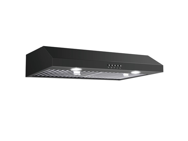 Under Cabinet Range Hood 30 inch,Black Range Hood with 430 Spray-Painted Stainless Steel,3-speed Fan & 700 CFM Kitchen Hood,Ducted/Ductless Range...