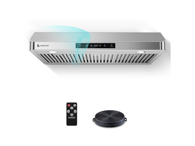 36' Under Cabinet Range Hood, 750 CFM Gesture & Touch Control Vent Stainless Steel hood with Touch/Remote/Gesture Control, timer, LED lights &...