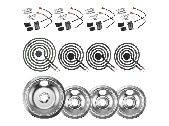 Silver Burner Drip Pans and Burners and 330031 Surface Element Pans 316048414(6')316048413(8')+Burners MP15YA(6') MP21YA(8') Receptacle...