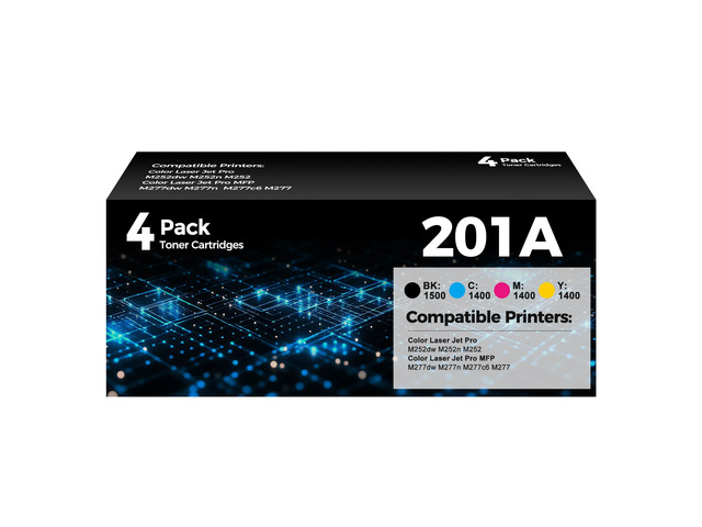 201A 201X Toner Cartridges 4 Pack M252 Toner Compatible with HP 201A 201X HP201A CF400A CF401A CF402A CF403A Toner for HP Color Laser Jet Pro MFP...