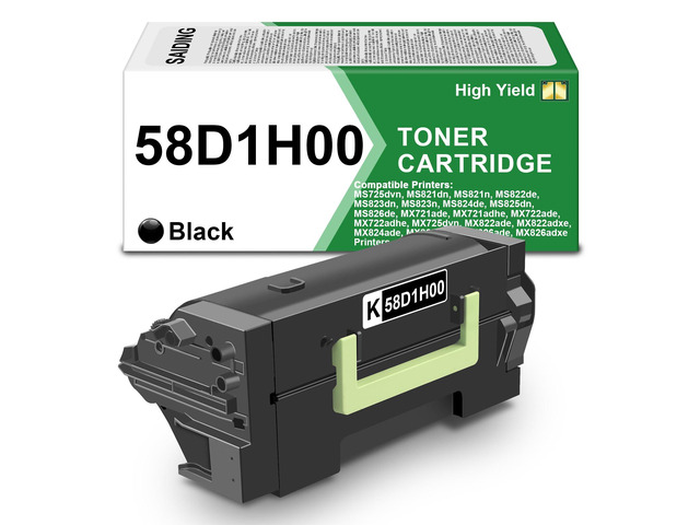 58D1H00 Black Toner Cartridge High Yield Compatible for Lexmark MS823 58D1H00 Compatible with Lexmark MS725 MS821 MS822 MS824 MS825 MS826 MX721...