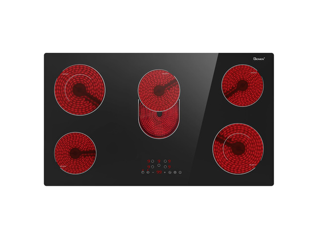 Electric Cooktop 36 Inch 5 Burners,220~240V,Built in Electric Stove Top,8400W Radiant Ceramic Cooktop with Hardwired,Touch Control,Child...