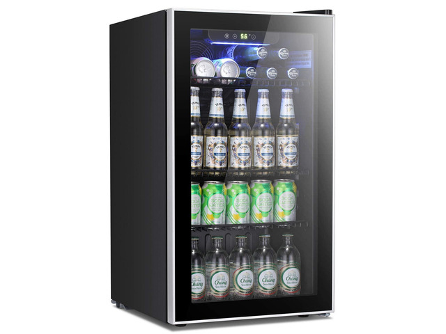 Beverage Refrigerator Cooler -120 Can Mini Fridge Glass Door for Soda Beer or Wine Constant Glass Door Small Drink Dispenser for Home, Office Bar...