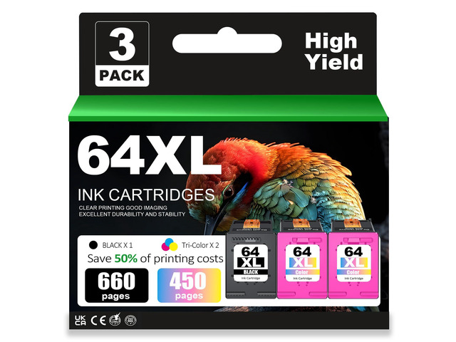 64XL Black and Color Ink Cartridges Replacement for HP Ink 64 64XL Combo Pack for HP Envy Inspire 7955e 7958e Photo 6220 6222 6230 6232 7134 7155...
