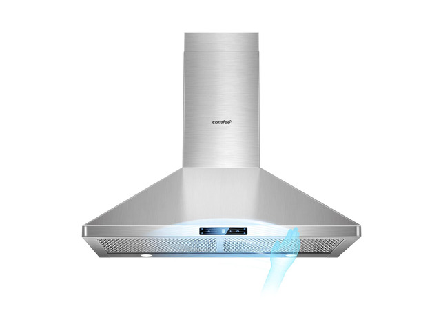 30 Inch Wall Mount Range Hood, 450 CFM Ductless/Ducted Convertible 3-Speed Gesture Sensing &Touch Control Stainless Steel Chimney Kitchen Vent...