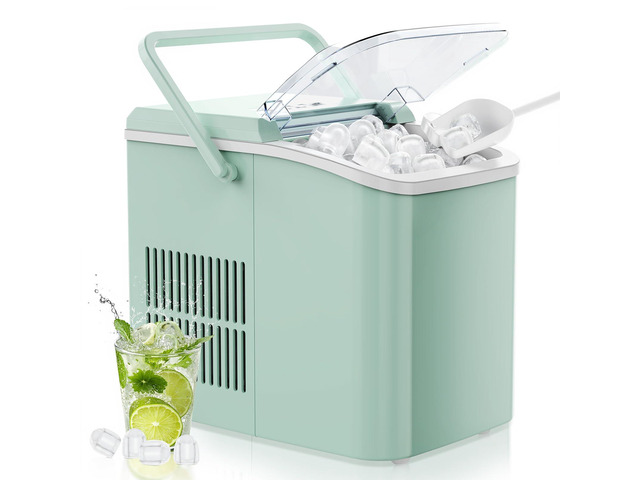 Ice Maker Machine with Handle,26lbs in 24 Hours, Portable Ice Maker Auto-Cleaning with Basket and Scoop, 9 Cubes in 6 Mins, Countertop for Home,...