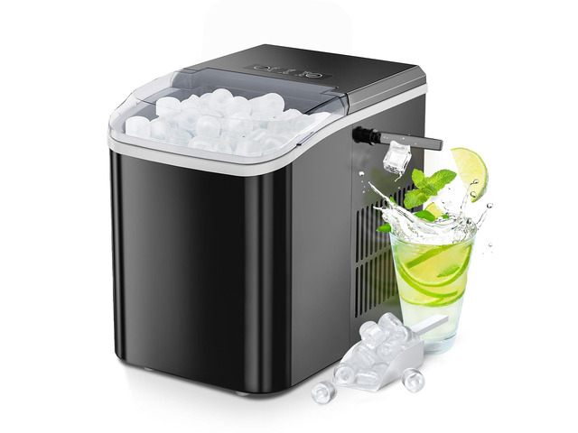 Ice Maker Machine with Handle,26lbs in 24 Hours, Portable Ice Maker Auto-Cleaning with Basket and Scoop, 9 Cubes in 6 Mins, Countertop for Home,...
