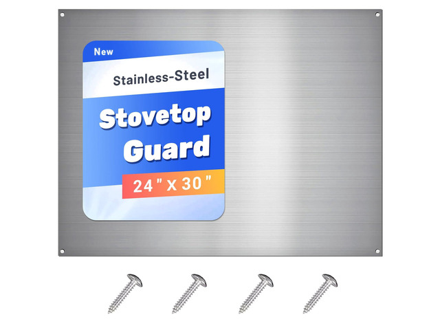 Stainless Steel Backsplash for Stove 24'x30' Stove Backsplash Protector for Wall Metal Range Splash for Kitchen Wall with Screw Included0.05' Thick)