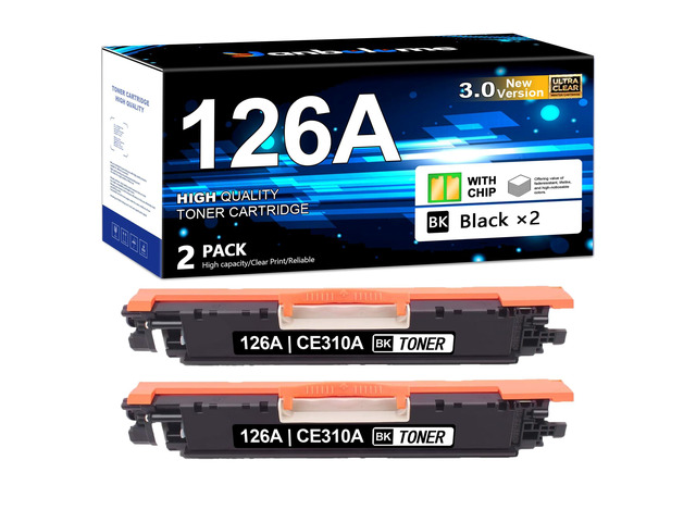 126A Black Toner Cartridge 2-Pack Replacement for HP 126A CE310A Toner Compatible with Color Pro CP1025 CP1025nw,Pro 100 Color MFP M175nw M275...