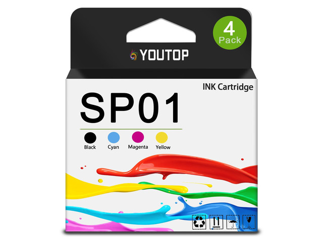 SP01 SP-01 SP-1 Sublimation Ink Cartridge SP01XLBK SP01CS SP01MS SP01YS Ink Cartridge Works for SP-1 Sublimation Inkjet Printer(4 Pack)