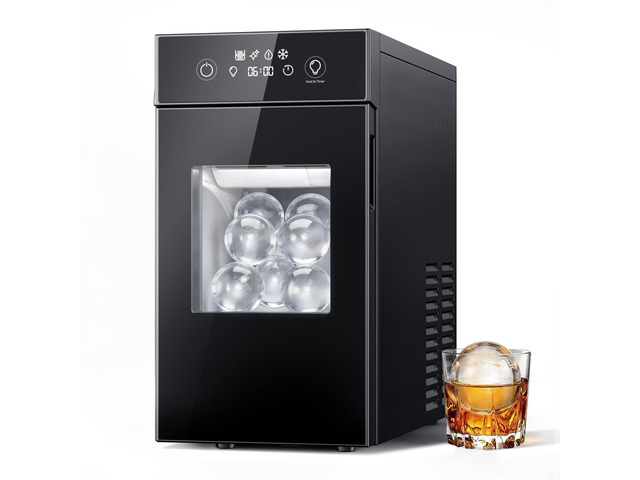 2.4' Ice Ball Maker50 pcs/24H,2 pcs in 60 Mins, Slow-Melting Crystal Ball Sphere ice Maker with Self-Cleaning, Countertop Clear Ice Maker for...