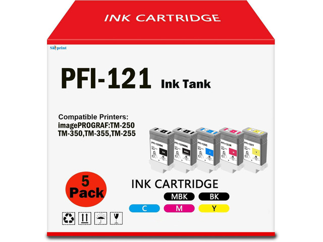 TM-250 Ink PFI121 Pigment Ink Tank PFI-121M 120MBK 120BK 120C 120Y Compatible with Canon PFI-121 use for Canon imagePROGRAF TM-250 TM-255 TM-350...