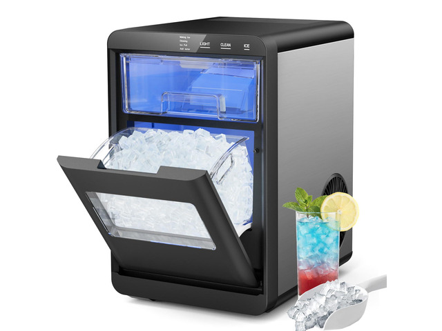 Nugget Ice Maker Countertop, 44lbs/24h Nugget Ice Machine, Soft Ice Ready in 5-10Mins Pellet Ice Maker, Self-Cleaning Sonic Ice Maker for Home,...