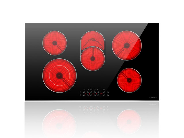 36 Inch Electric Cooktop 5 Burner Electric StoveTop,8400W High Power Built-in Electric Radiant Ceramic Cooktop with Extended Zone, Child Safety...