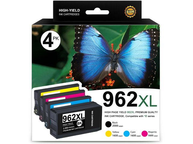 962XL 962 Ink Cartridges Replacement for HP 962XL Ink Cartridges Combo Pack for OfficeJet Pro 9010 Series 9015 9018 9020 Printer (Black, Magenta,...