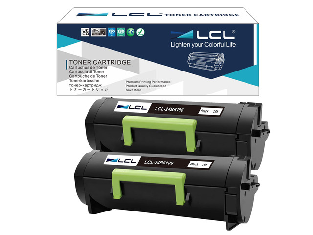Compatible Toner Cartridge Replacement for Lexmark 24B6186 16000 Pages M3150 XM3150 XM3150H (2-Pack Black)