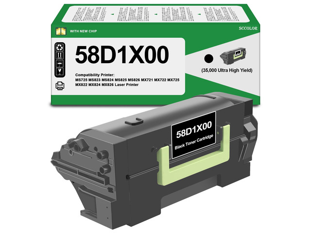 58D1X00 Toner Cartridge High Yield Replacement for Lexmark 58D1X00 Black Toner Cartridge Compatible for Lexmark MS725 MS823 MS824 MS825 MS826 MX721...