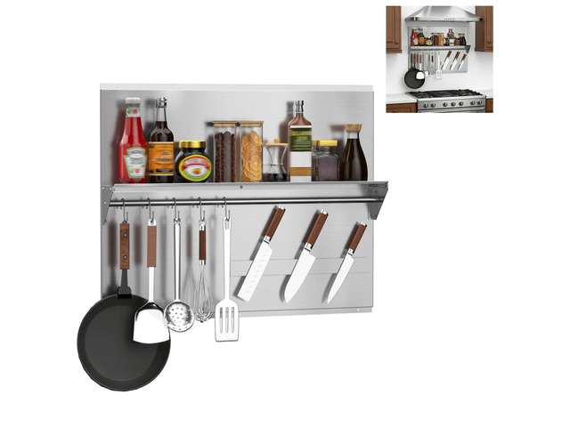 30'x24' Stainless Steel Range Backsplash, Stove Backsplash With Storage Shelf & Magnetic Knife Rack, Stainless Steel Backsplash For Stove, Range...