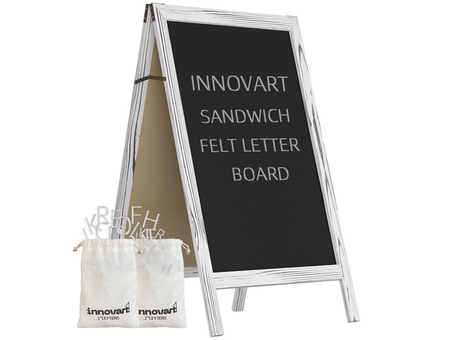 A-Frame Sidewalk Sign 40' x 26', Double-Sided Felt Sandwich Letter Board with Changeable Letters, Letter Board Sign with Stand for Restaurant,...